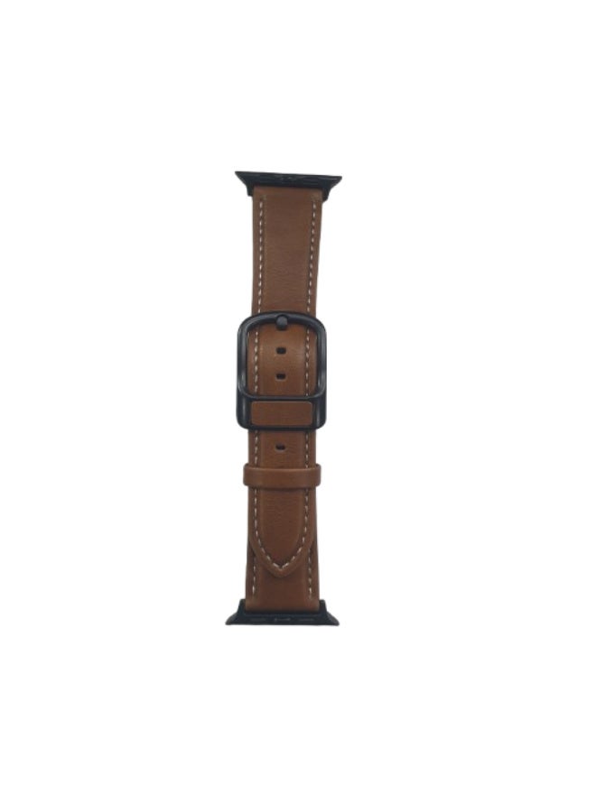 Leather Strap Wristband for Apple Watch 42/44mm Series 4/5 Leather Band,  Brown - Image 1